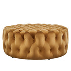 Modway Amour Tufted Button Large Round Performance Velvet Ottoman - Cognac-Ottoman Weight Capacity: 330 lbs