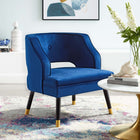 Modway Traipse Button Tufted Open Back Performance Velvet Armchair - Navy-Performance Velvet Upholstery