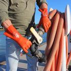 Atlas Full PVC Double Coated Rough Grip 12" Cuff Glove - Knit Cotton Liner - Orange - Large -Size 9 - Large