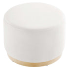Modway Tilden Large 23" Round Performance Velvet Upholstered Ottoman - Alabaster/Natural-Arrives Fully Assembled
