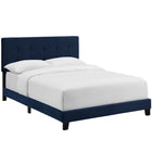 Modway Amira Performance Velvet Full Bed - Midnight Blue-Padded Button-Tufted Headboard