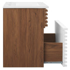 Modway Render 18" Wall-Mount Bathroom Vanity - White/Walnut/White-MDF and Particleboard