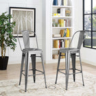 Modway Promenade Bar Side Stool - Gunmetal-Powder Coated Steel