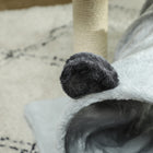 PawHut 18.5" Small Cat Tree Tower with Tunnel, Scratching Post and Bed - Grey-Material: Particle board, Plush (100% polyester), Jute 