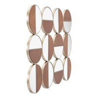 Zuo Cycle Round Mirror - Gold/Walnut-Hangs horizontally or vertically