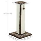 PawHut 32" Cat Scratching Post with Sisal Teasing Ball - Brown-Made of quality particleboard for stable standing 