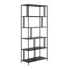 Hudson&Canal Cortland 34" Wide Rectangular Bookcase - Blackened Bronze-An industrial design for your office, den, living room, and more