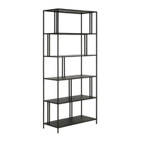 Hudson&Canal Cortland 34" Wide Rectangular Bookcase - Blackened Bronze-An industrial design for your office, den, living room, and more