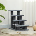 PawHut 4-Step Multi-Level Carpeted Pet Stairs with Scratching Post - Grey-A comfortable place for your pets to sleep, exercise, relax, and have fun on 