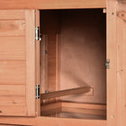 PawHut 69" Wooden Hen House with Run, Nesting Box and Tray - Yellow-Removable sliding tray for easy cleaning 