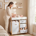 Qaba Baby Changing Table with Waterproof Pad - 3 Drawers - Large Basket-Three drawers and basket keep baby essentials neatly organised

