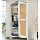 Sauder Isabella Isle Storage Cabinet - White-Stylish design: Door fronts feature decorative rattan insert