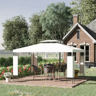 Outsunny 10 ft W x 13 ft L Outdoor Gazebo - Double Roof Patio Gazebo Canopy - White-Canopy top with eight drainage holes to prevent water accumulation