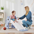 Qaba 3 in 1 Kids Slide with Climber and Basketball Hoop - Blue-Slide assures hours of active fun for young ones 