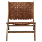 Modway Saoirse Leather Wood Accent Lounge Chair - Walnut Brown-7
