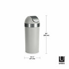 Umbra Venti 16-Gallon (62 L) Trash Can with Swing Top Lid - Grey Steel-10