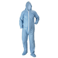 Lakeland Coverall, Hood Pyrolon Plus 2, 3X-L w/Boots, Blue, 10 Pack (07414B-3XL)-Material: Pyrolon