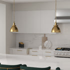 Hudson&Canal Elodie 8" Wide Pendant with Metal Shade - Brass/Brass-Rated for one 60W incandescent bulb - 9W LED bulb, 13W fluorescent (CFL) bulb, or 9W self-ballasted LED bulb, E26-base bulb, Bulb not included