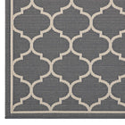 Modway Avena Moroccan Quatrefoil Trellis Indoor/Outdoor Area Rug - 9 ft W x 12 ft L - Grey/Beige-High Density / Machine-Woven