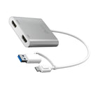 j5Create USB-C to Dual HDMI Multi-Monitor Adapter - Silver-Compatible with USB-C enabled macOS & Windows laptops
