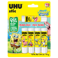 UHU Spongebob Glue Sticks - 8.2g - 5 Pack - Assorted-Collect them all! Every 5-pack features a surprise mix of characters