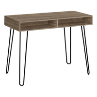 Monarch Specialties 7772 40" Computer Desk - Dark Taupe/Black Metal-Computer desk in a dark taupe wood-look laminate finish featuring 2 open storage cubbies