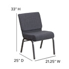 Flash Furniture HERCULES Series 21"W Church Chair with Silver Vein Frame - Dark Grey Fabric-Silver Vein Frame Finish