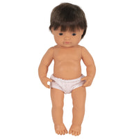 Miniland Educational Anatomically Correct 15" Baby Doll - Caucasian Boy - Brunette-Articulated body
