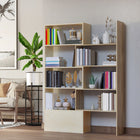 HOMCOM Corner Bookcase, Space Saving Room Divider for Home Office - Oak-Easy-to-clean surface requires little maintenance, swipe it off with a damp cloth 