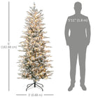 HOMCOM 6' Pre-Lit Snow-Flocked Artificial Christmas Arctic Fir Tree - Green-Hinge construction, section design, branches being opened automatically, easy-to-shape molded branches for quick setup 