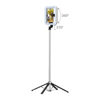 MyBat Pro Spotlight Tripod with 9" Ring Light  - Stainless Steel Stand - Silver-9" LED Ring Light - Delivers bright, even illumination for any shooting condition