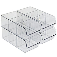 Azar Small Stackable Plastic Storage Bin - Clear - 4 Pack-Set of 4 stackable storage bins