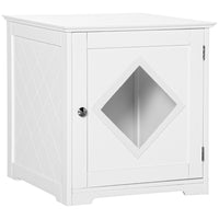 PawHut Cat Litter Box Enclosure End Table - White-Can be used as a cat litter house, nightstand, or an end table 