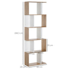 HOMCOM 5-Tier Geometric Bookshelf for Home Office and Living Room - White-Lightweight yet stable construction makes it easy to move