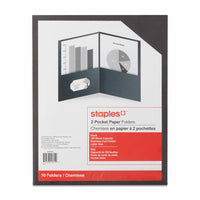 Staples Twin-Pocket Portfolio - Black - 10 Pack-Organize special projects or everyday paperwork in a portable, easy-access location