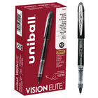 uniball Vision Elite Rollerball Pen - 0.5mm - Black - 12 Pack-Celebrating 25 years of Vision Elite-trusted for smooth, leak-free performance at any altitude