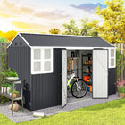 Outsunny Metal Garden Storage Shed with Lockable Door - 12' x 5.5' - Dark Grey-Made with weather-resistant galvanized steel
