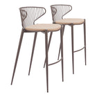 Zuo Silues Barstool - Taupe/Brown - Set of 2-Armrest support