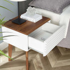 Modway Render End Table - Walnut White-Full-Extension Glide Drawer