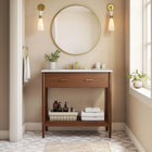 Modway Zaire 36" Bathroom Vanity Cabinet - Walnut-Metal Handle Pulls