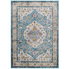 Modway Success Anisah Distressed Floral Vintage Medallion Area Rug - 4 ft W x 6 ft L - Light Blue Ivory Yellow Orange-Distressed Vintage Floral Vintage Medallion Area Rug