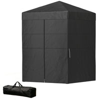 Outsunny 5 ft W x 5 ft L Compact Pop Up Canopy Tent - UPF50+ Portable Privacy Canopy - Black-Designed as a temporary changing room, shower tent, or portable toilet shelter