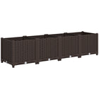 Outsunny Plastic Raised Garden Bed - 63" x 15.7" x 14.6" - Brown-Ample storage space accommodates vegetables, herbs, and flowers
