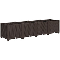 Outsunny Plastic Raised Garden Bed - 63" x 15.7" x 14.6" - Brown-Ample storage space accommodates vegetables, herbs, and flowers
