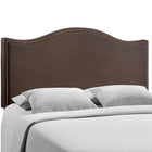 Modway Curl Nailhead Upholstered Queen Headboard - Dark Brown-Fine linen upholstering