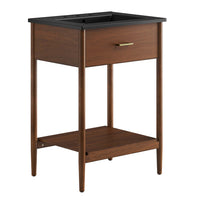 Modway Zaire 24" Bathroom Vanity - Walnut/Black-MDF and Rubberwood