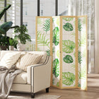 HOMCOM 4 Panel Freestanding Room Divider for Bedroom - Natural and Green-Four panels allow for smooth, unidirectional folding as needed 

