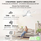 Bell+Howell 15.7 in. Socket Fan Light with Remote - White-4.5 in. socket extender included with each fan