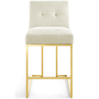Modway Privy Gold Stainless Steel Performance Velvet Counter Stool - Gold Ivory-No Assembly Required
