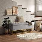 HOMCOM Upholstered Flip Top Storage Ottoman Bench - Grey-Storage under the seat lets you put away things that don't have a place